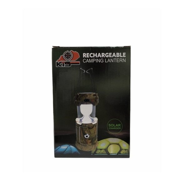 Large Camouflaged LED Solar Rechargeable Pop Up Camping Lantern W/ Flashlight - Picture 3 of 14